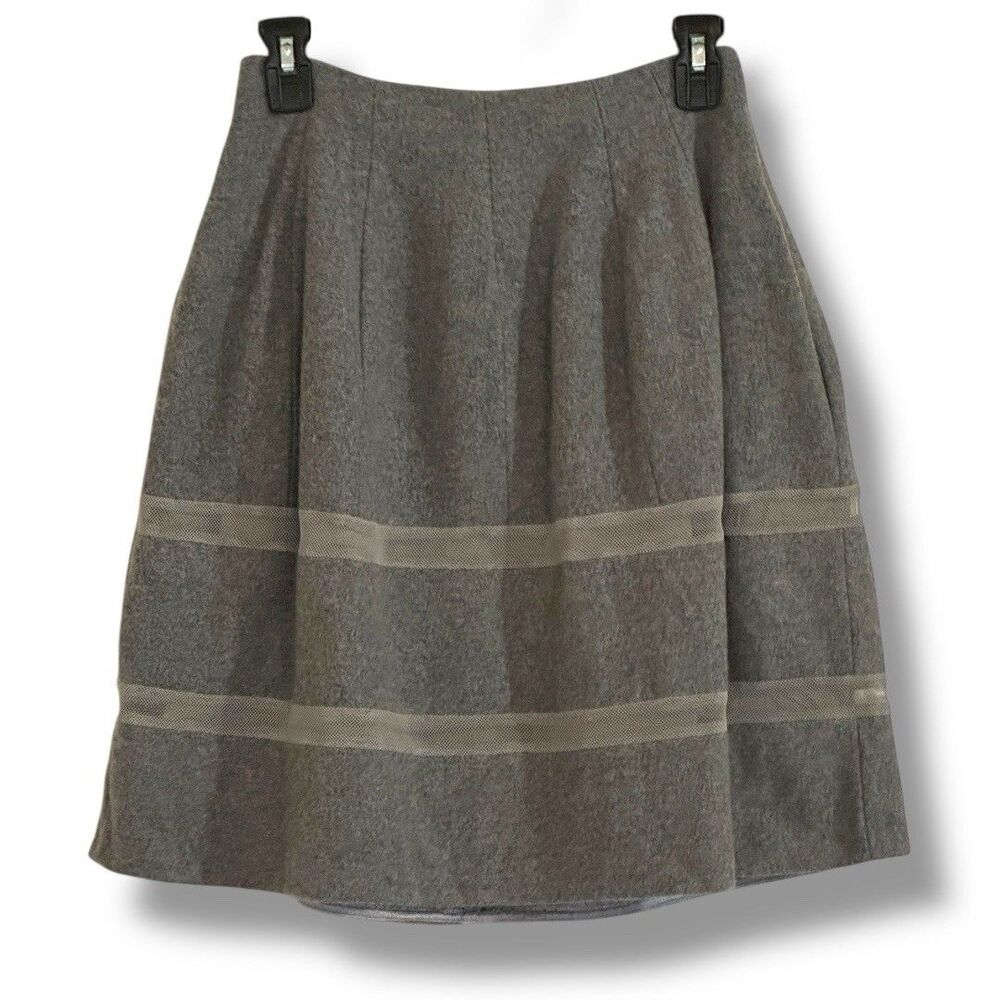 Madewell Heather Gray Structured Wool Turnout Mesh Inset Full Skirt Size 0